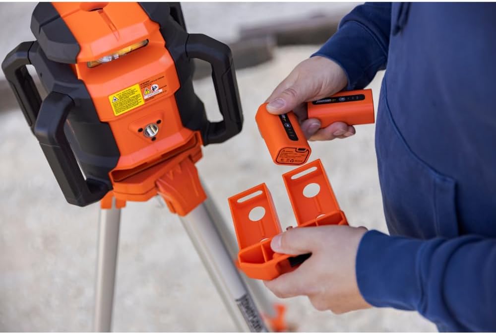 Johnson JRT300-RDHV-S Self-Leveling Red Dual Slope Rotary Laser System, 4,000FT Range, Lithium Ion Batteries, Magnetic Target, Laser Detector, Remote Control, Tripod and 13 FT Grade Rod