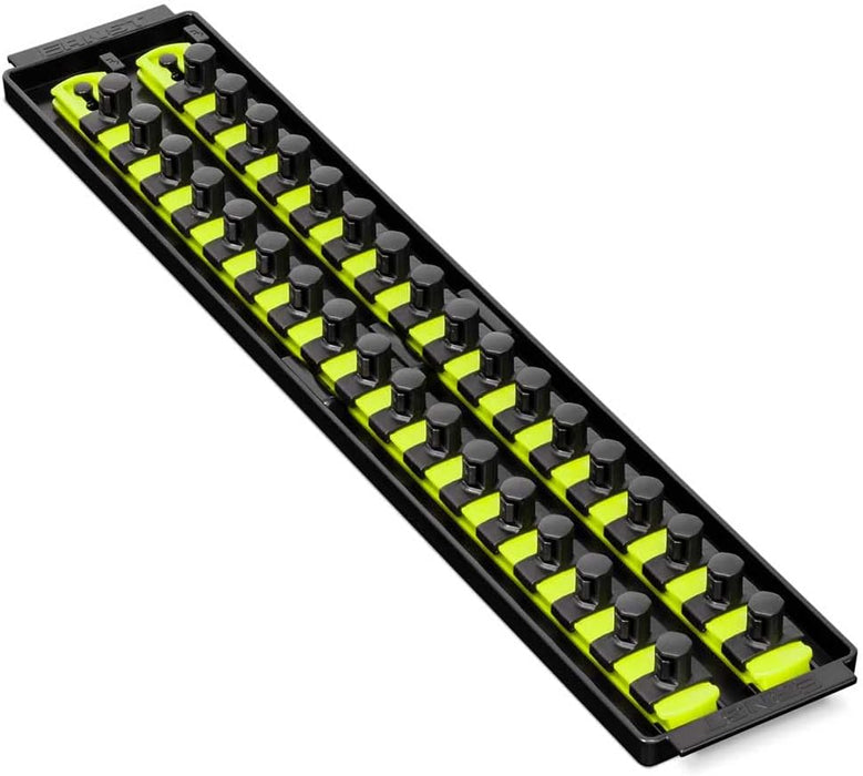 Ernst Manufacturing 8463HV Socket Boss, Premium 2-Rail, 1/2-Inch-Drive Socket Organizer, 18-Inch, High-Visibility