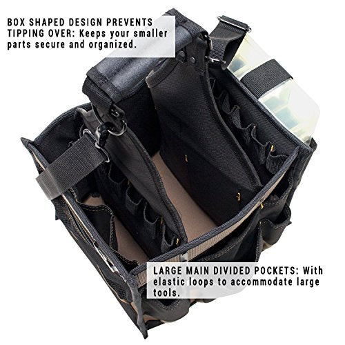 CLC Custom LeatherCraft 1528 Large Electrical and Maintenance Tool Carrier, Black