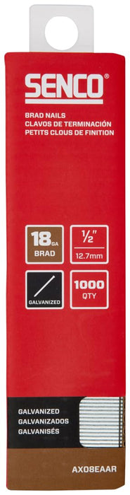 Senco AX08EAAR 1/2" 18 Gauge Brad Nails, Galvanized Finish (Pack of 1,000)