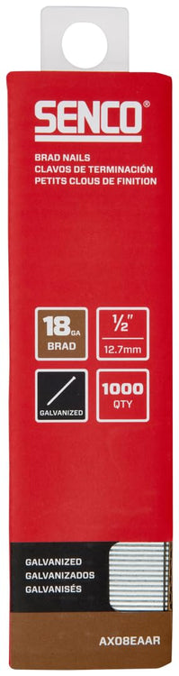 Senco AX08EAAR 1/2" 18 Gauge Brad Nails, Galvanized Finish (Pack of 1,000)