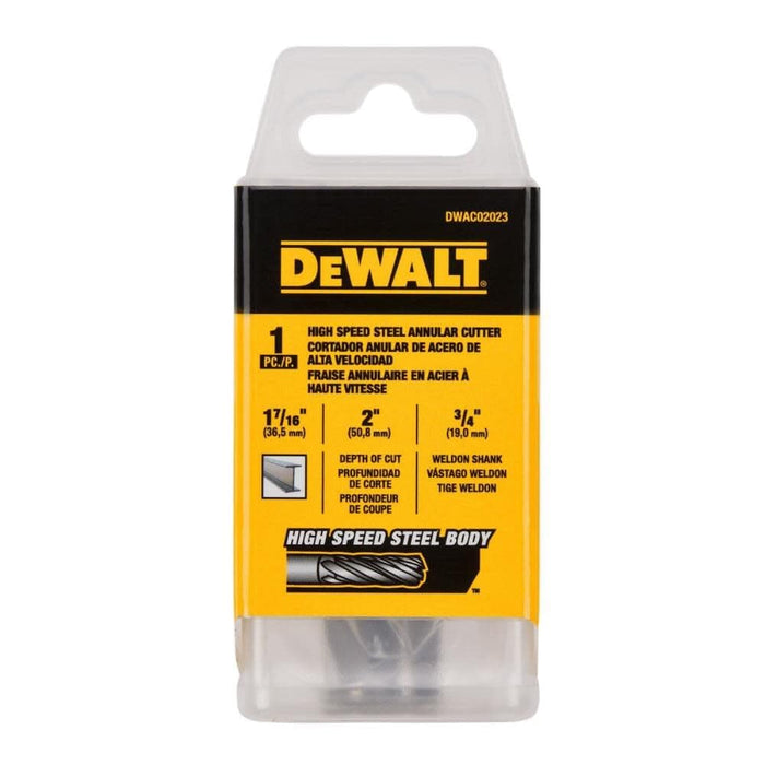 DEWALT DWAC02023 Annular Cutter 1-7/16in X 2in HSS 3/4in Weldon
