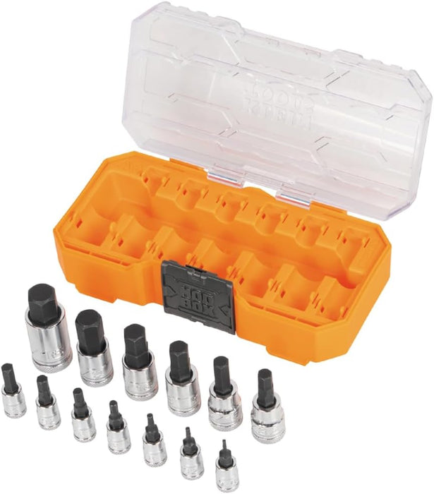Klein Tools 65213HEX Knurled Hex Bit Socket Set, SAE, 13-Piece