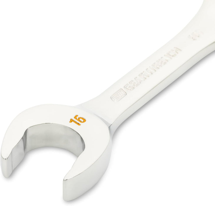 GEARWRENCH 16mm 90-Tooth 12 Point Stubby Combination Ratcheting Wrench | 86846