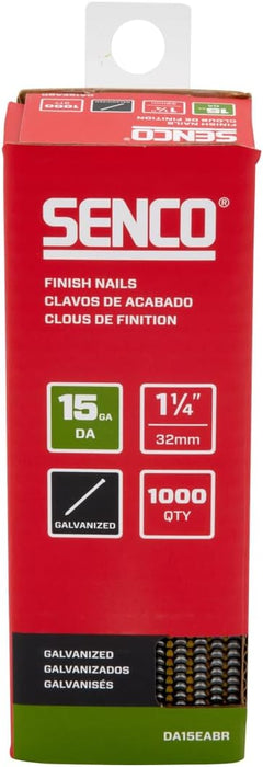 Senco DA15EABR 34 Degree Collated Finish Nails, 15 Gauge, 1-1/4 Inch Length, Galvanized (1000 Count)
