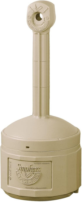 Justrite (26800B) Original Smoker’s Cease-Fire Outdoor Ashtray, Polyethylene Standing Ashtray with Steel Bucket, 4 Gallon, Adobe Beige