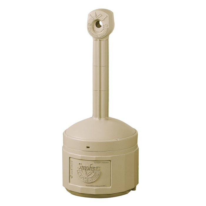 Justrite (26800B) Original Smoker’s Cease-Fire Outdoor Ashtray, Polyethylene Standing Ashtray with Steel Bucket, 4 Gallon, Adobe Beige