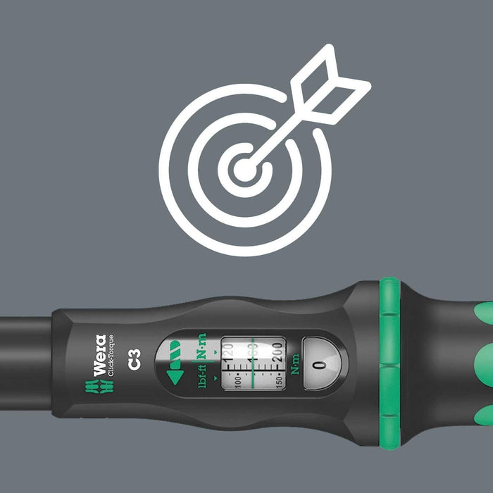 Wera Tools 5075622001 Click-Torque C 3 Torque Wrench with Reversible Ratchet, 1/2" x 40-200 Nm
