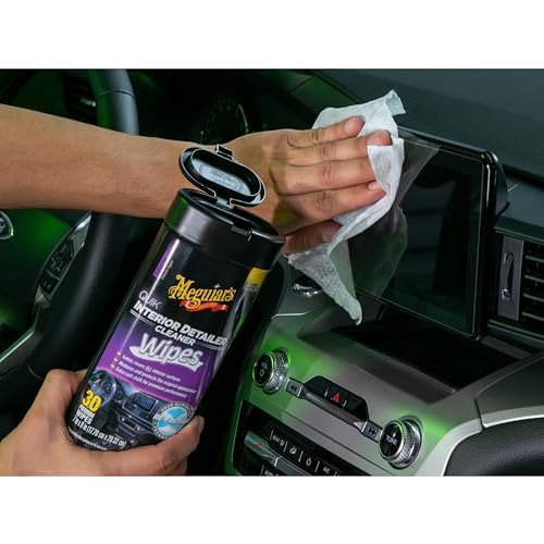Meguiar's Quik Interior Detailer Wipes - This Non-Greasy Formula Cleans and Protects All Interior Surfaces - Easy Cleaning and Detailer, All Surface Car Wipe with UV Protection, 25 Wipes