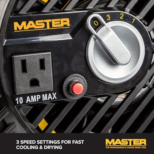 Master High-Velocity Pivoting Head Blower Fan � Utility Air Mover for Drying or Ventilating Home or Construction Site. Daisy chain compatible (MAC-310A-120)