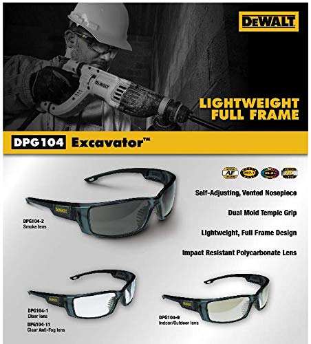 DeWalt Excavator Safety Glass - Black Frame - Clear Lens