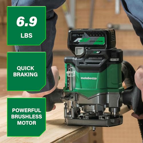 Metabo HPT 36V MultiVolt Cordless Plunge Router Kit | Includes 1/2-Inch and 1/4-Inch Collets | Variable Speed | Optional AC Adapter | M3612DA