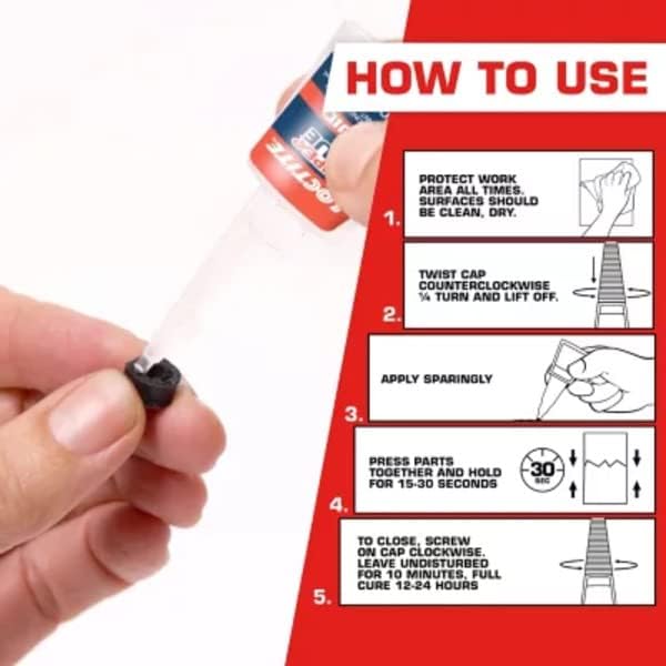 Loctite Super Glue Liquid Longneck Bottle, Clear, 0.35 fl oz Bottle - Superglue for Plastic, Wood, Metal, Crafts & Repair, Cyanoacrylate Adhesive Instant Glue, Quick Dry (Pack of 6)
