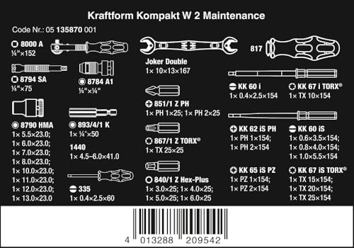 Wera 5135870001 Kraftform Kompakt W 2 Maintenance, 35 Pieces