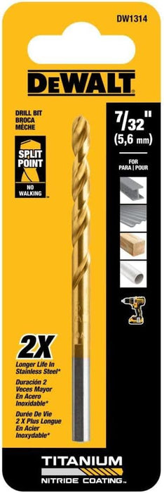 DEWALT DW1314 7/32-Inch Titanium Nitride Speed Tip Point Drill Bit
