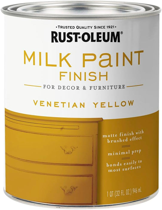 Rust-Oleum 334195 Milk Paint Finish, Quart, Venetian Yellow, 32 Fl Oz (Pack of 1)