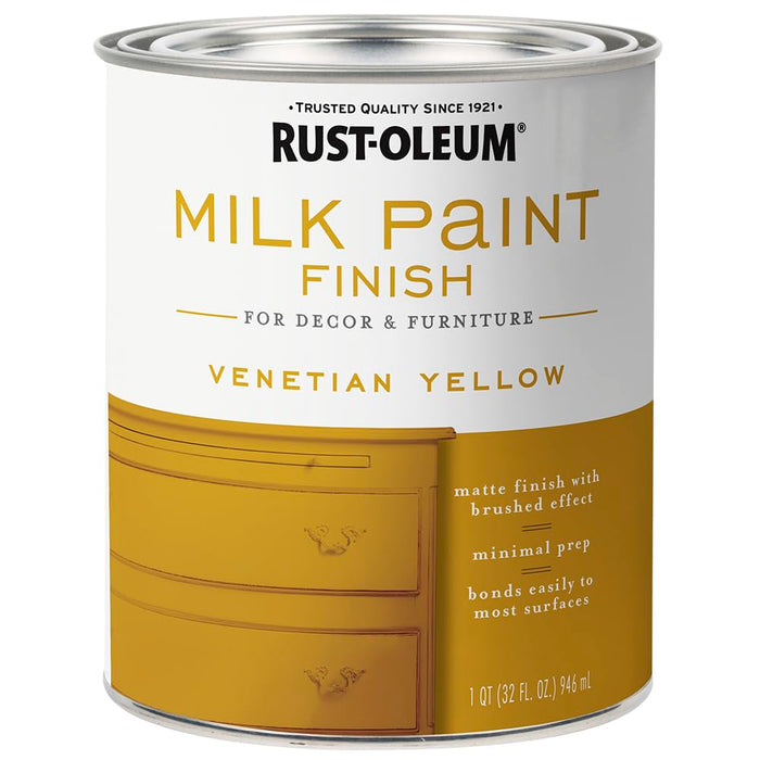 Rust-Oleum 334195 Milk Paint Finish, Quart, Venetian Yellow, 32 Fl Oz (Pack of 1)