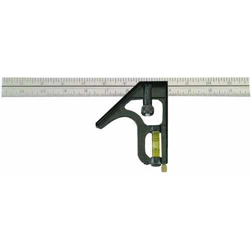 Johnson 420EM Professional Inch/Metric Metal Combination Square, 16", Silver