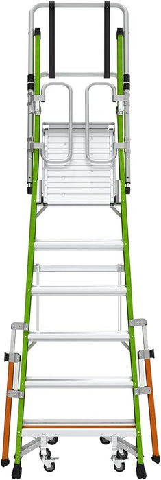 Little Giant Ladder Systems Safety Cage 2.0, M6, 6ft Enclosed Platform, Platform Ladder with Adjustable Outriggers, Fiberglass, Type 1AA, 375 lbs Weight Rating, (19706-146)