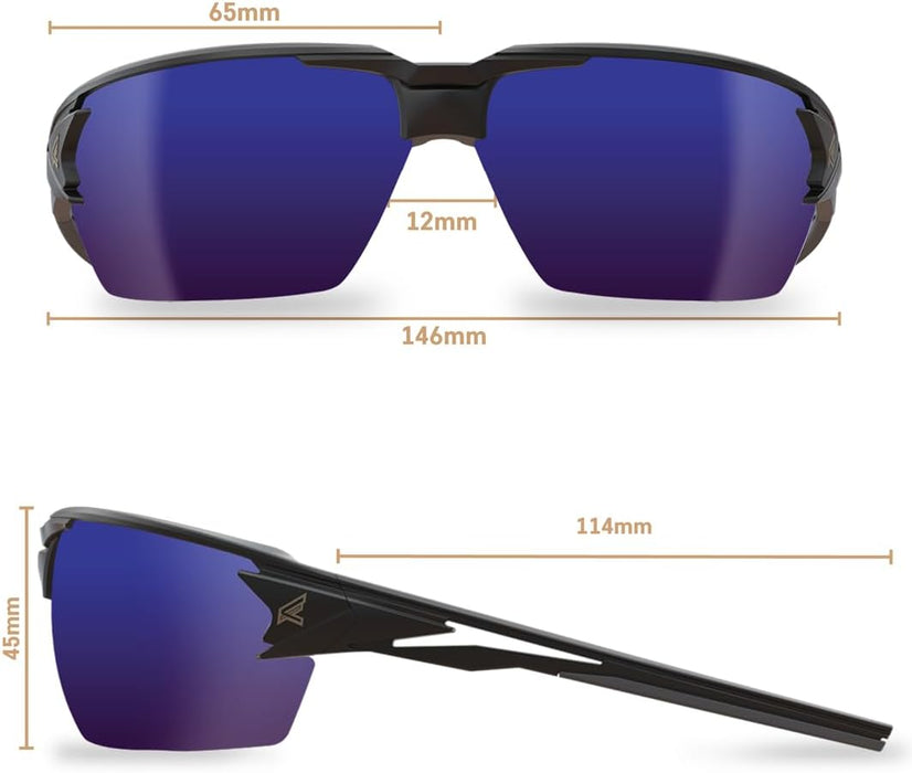 EDGE Pumori Z87 Rated Polarized Safety Glasses: Men's Safety Glasses, Non-Slip, Shatter Resistant Safety Glasses, Flexible Nylon Frames, 99% UV Protection Men's Sunglasses - Aqua Precision Blue Mirror