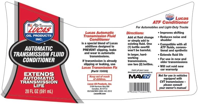 Lucas Oil 10441 Automatic Transmission Fluid Conditioner - 20 Ounce (Pack of 12)