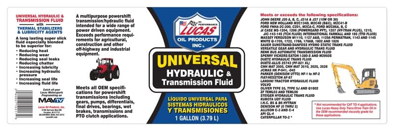 Lucas Oil 10017 Universal Hydraulic & Transmission Fluid - 1 Gallon