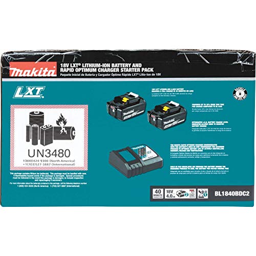 Makita 18V LXT Lithium-Ion Battery and Rapid Optimum Charger Starter Pack (4.0Ah)