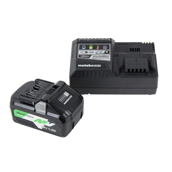 Metabo HPT MultiVolt Battery and Charger Starter Kit | 36V/18V | 4.0Ah/8.0Ah | Lithium Ion | Slide Style | Charger includes Built-in USB Port | UC18YSL3B1