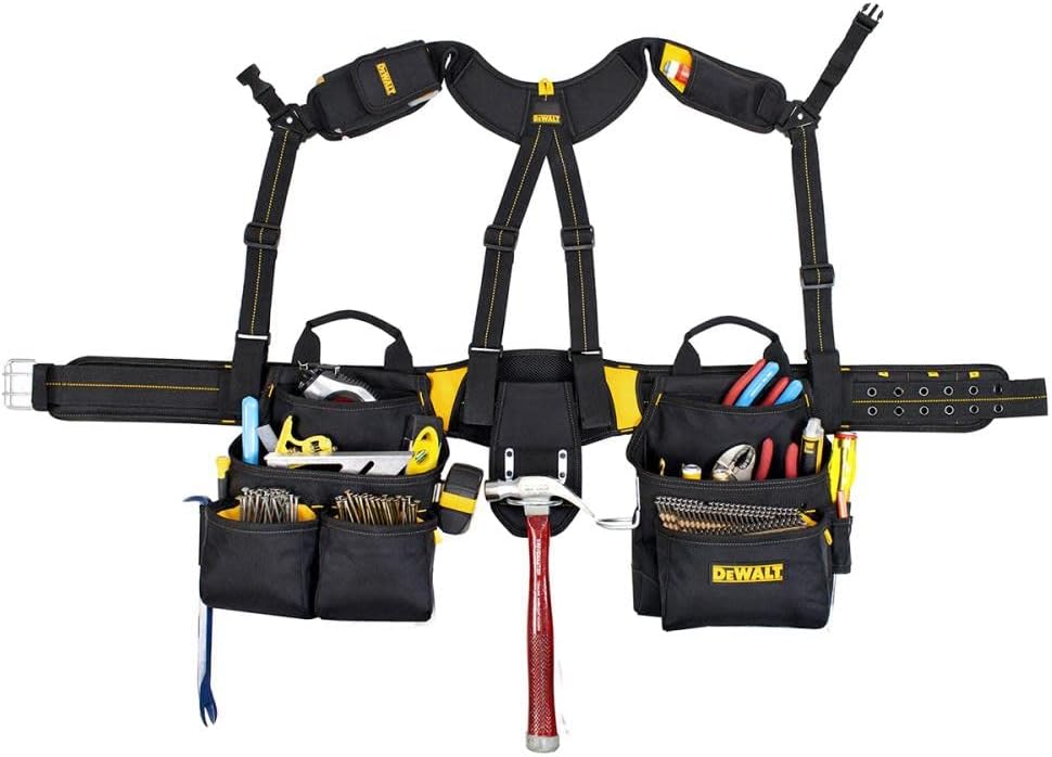 Dewalt 20 Pocket Pro Framer's Combo Apron And Yoke-Style Suspenders