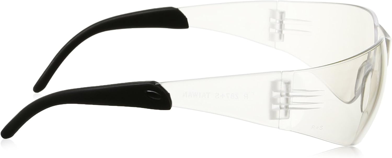 Radians Mirage Safety Glasses – Indoor/Outdoor Mirrored Lens, ANSI Z87, Frameless, Clear Frame