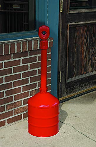 Justrite 26811R Steel Heavy Duty Butt Cans Cigarette Butt Receptacle, 5 Gallon Capacity, 11-1/2" Diameter x 38-1/2" Height, Red