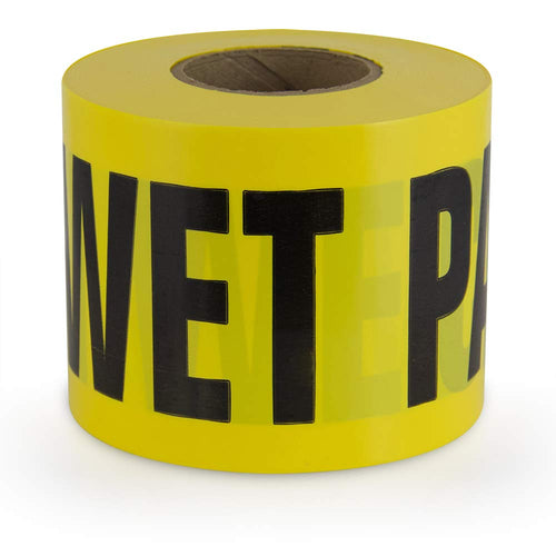 IPG 600WP 300 Barricade Ribbon, WET PAINT, 3" x 300 ft, Yellow/Black (Single Roll)