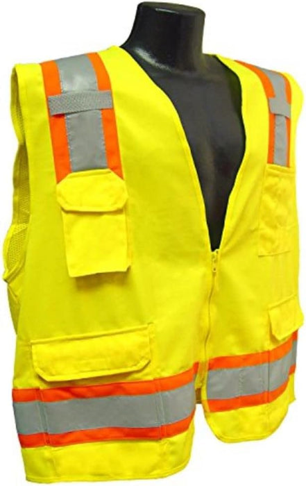 Radians Safety Vest SV6 Two Tone Surveyor Type R Class 2 Solid/Mesh Green Size Large