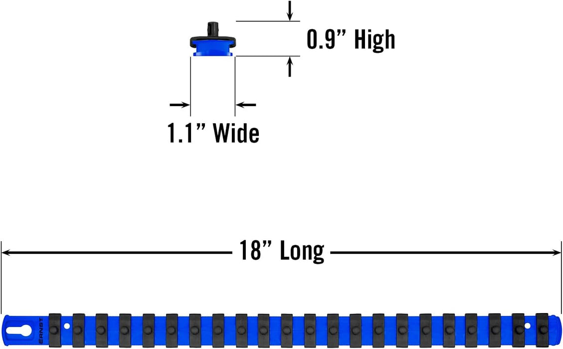Ernst Manufacturing 18-Inch Socket Organizer with 22 1/4-Inch Twist Lock Clips, Blue (8403-Blue-1/4)