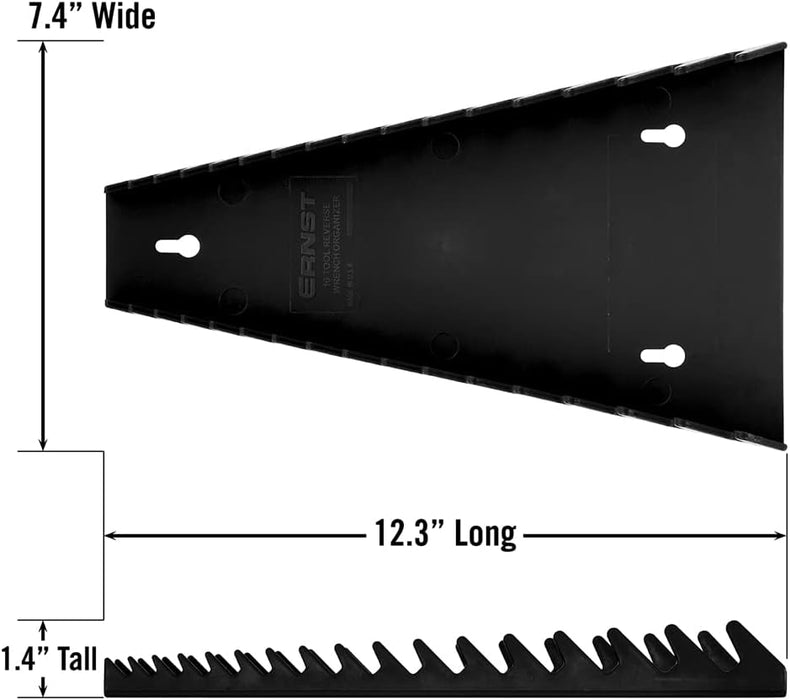 ERNST Manufacturing 5151 Reverse Wrench Organizer - Toolbox and Wall Mount Wrench Storage Tray, 16 Tool, in Vibrant Green