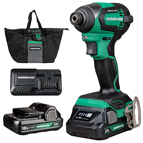 Metabo HPT 18V MultiVolt Impact Driver Kit | 1/4-Inch Chuck | 2-2.0 Ah 18V Batteries | 1,549 in-lbs Torque | Brushless Motor | Compact Size & Weight | Lifetime Tool Warranty | WH18DEX
