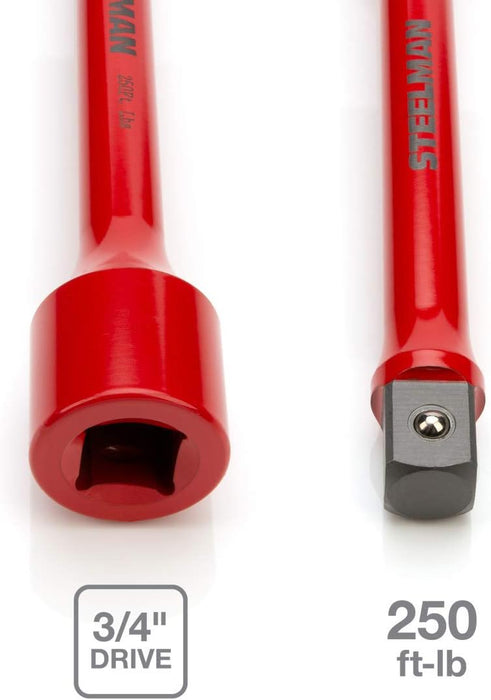 Steelman 60157 3/4-inch Drive, 250 ft-lb Torque Limiting Impact Extension, Bar Flexes to Absorb Excessive Torque, Calibration-Free, Red