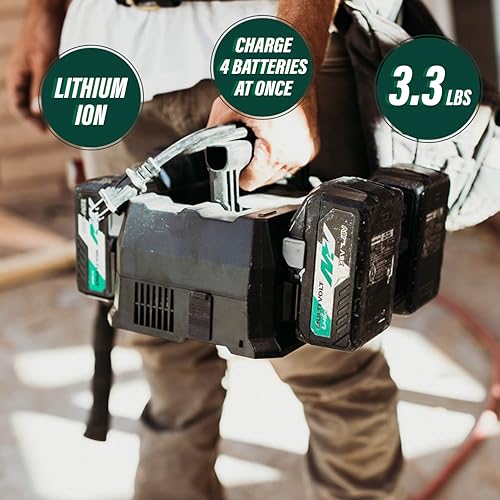 Metabo HPT 4-Port Battery Charger, 36V/18V, Slide-Style Batteries, Rapid Charging Time, Selectable Charging Modes, 2 USB Ports, 2 AC Outlets (UC18YTSL)