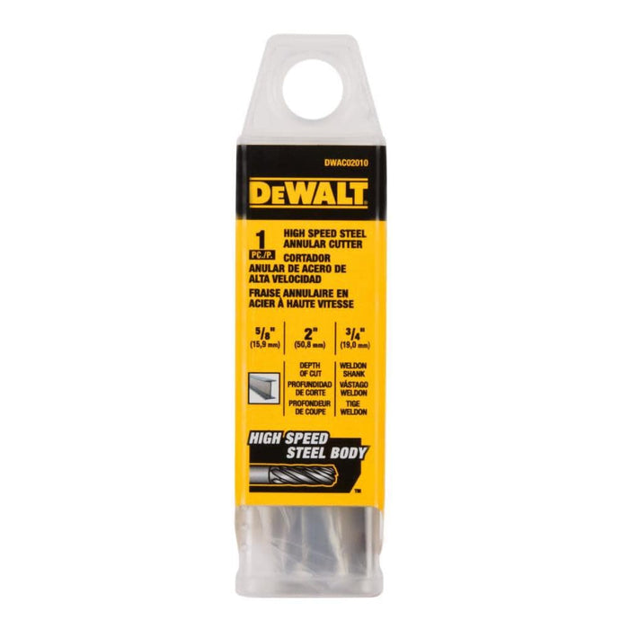 DEWALT DWAC02010 Annular Cutter 5/8in X 2in HSS 3/4in Weldon