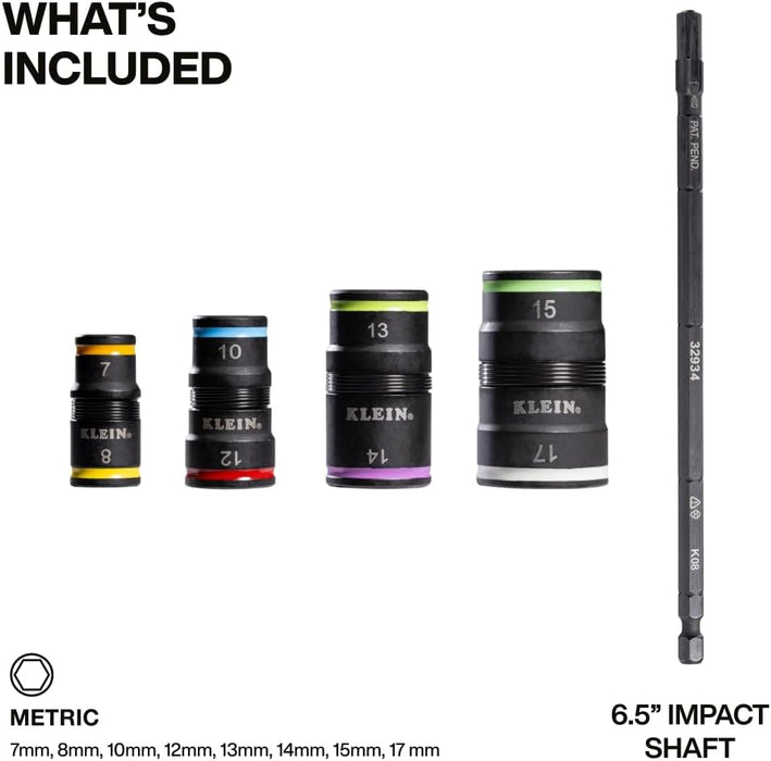 Klein Tools 32934M 8-in-1 Metric Impact-Rated Flip Socket Set