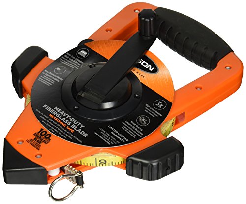 Keson OTRS1810100E Fiberglass Measuring Tape with Ring End, Speed Rewind (Graduation: ft., in, 1/8 & ft., 1/10, 1/100), 100-Foot