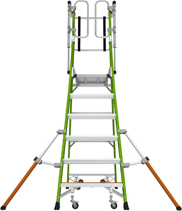 Little Giant Ladder Systems Safety Cage 2.0, M6, 6ft Enclosed Platform, Platform Ladder with Adjustable Outriggers, Fiberglass, Type 1AA, 375 lbs Weight Rating, (19706-146)