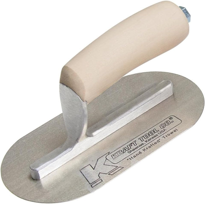 Kraft Tool CF724 Mini Pool Trowel with Straight Wood Handle, 7-1/2 x 4-Inch