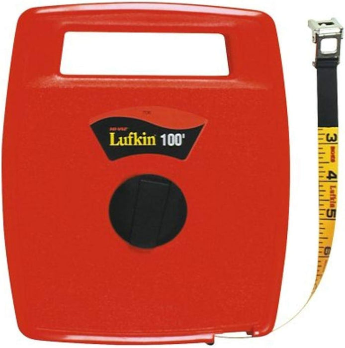Crescent Lufkin 1/2" x 100' Hi-Viz Orange Linear Fiberglass Tape Measure - 706L