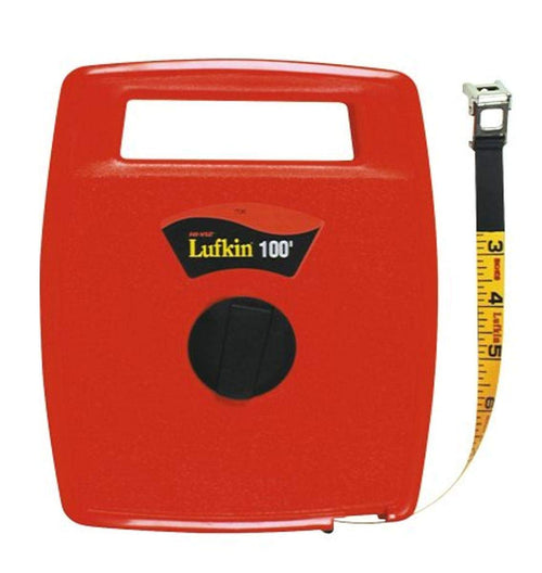Crescent Lufkin 1/2" x 100' Hi-Viz Orange Linear Fiberglass Tape Measure - 706L