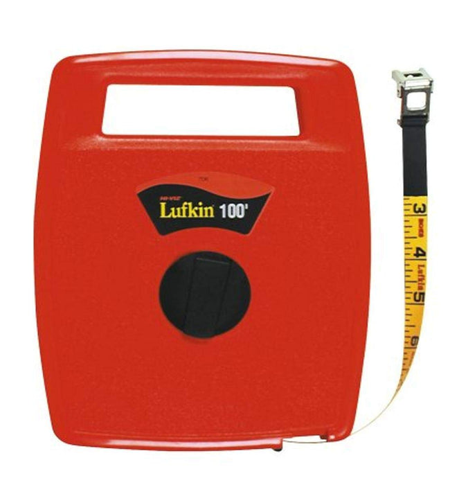 Crescent Lufkin 1/2" x 100' Hi-Viz Orange Linear Fiberglass Tape Measure - 706L
