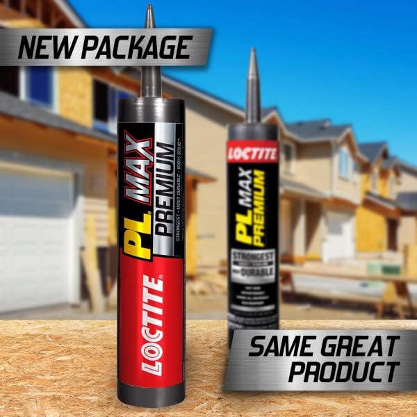 Loctite 2292244 PL Premium Max Construction Adhesive, 9 fl oz Cartridge, Versatile Construction Glue for Wood, Concrete, Stone & More (Pack of 12)