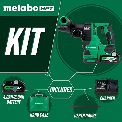 Metabo HPT Cordless 36V Multi-Volt Rotary Hammer Kit | SDS Plus | 1-1/8-Inch | LED Level | User Vibration Protection | Optional AC Adapter | DH3628DA