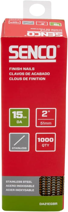Senco DA21EGBR 2" 15 Gauge Angled Finish Nails, Stainless Steel Finish (1000 Count)