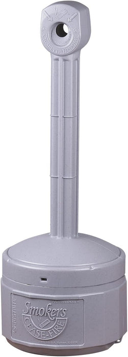 Justrite (26806) Personal Smoker’s Cease-Fire Outdoor Ashtray, Polyethylene Standing Ashtray with Steel Bucket, 1 Gallon, Grey